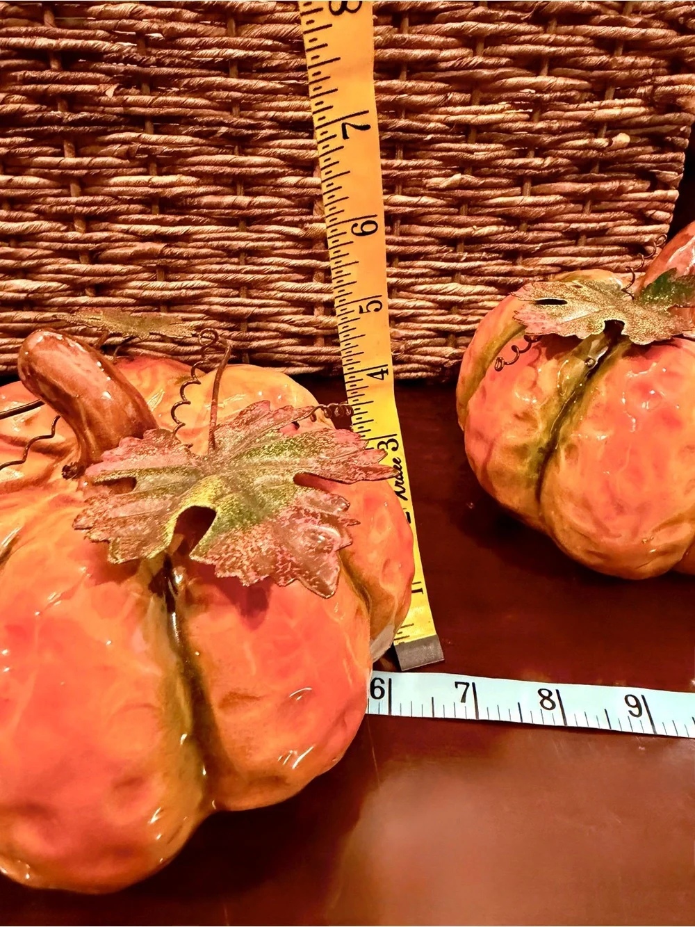 Set of 2 ceramic Pumpkins Halloween decor